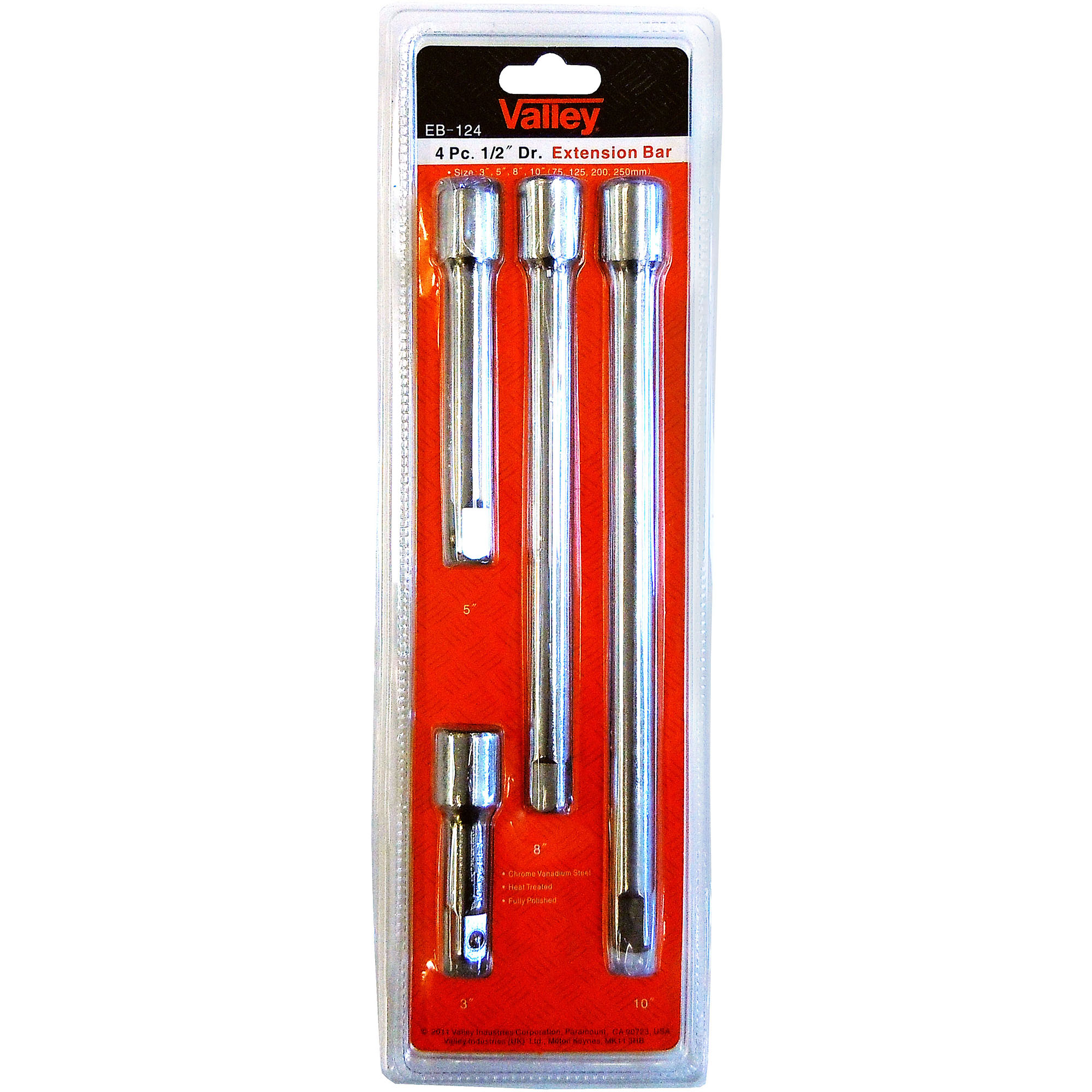 4 PC. 1/2" DR. EXTENSION BAR SET (3",5",8",10") - Image 2