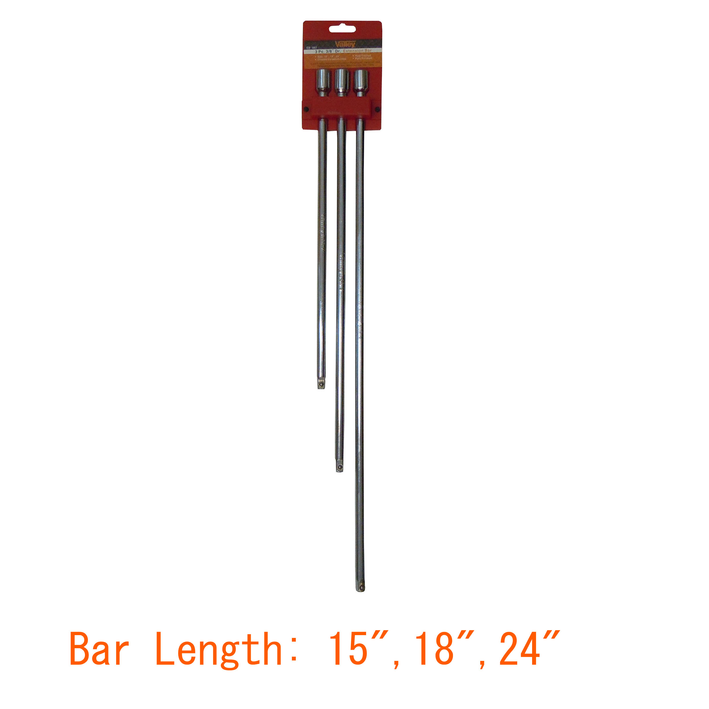 3 PC. 3/8" DR. EXTENSION BAR SET (15",18",24") - Image 2