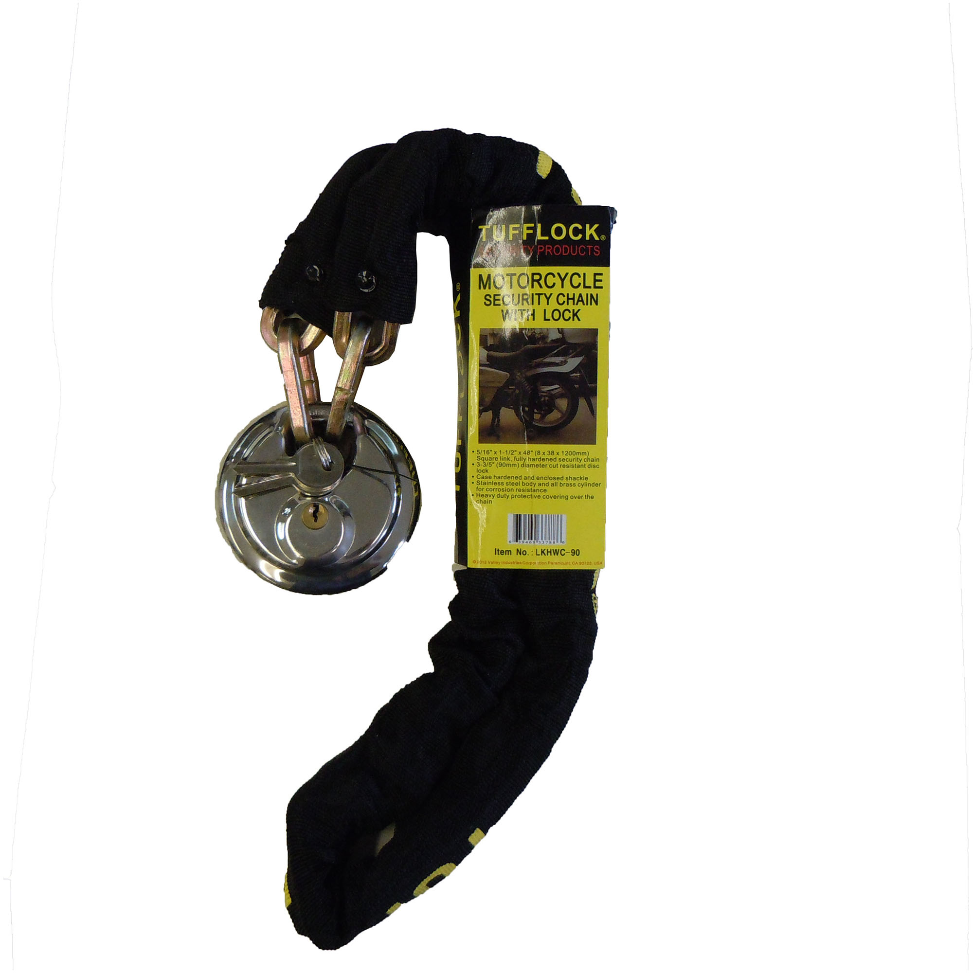 90 MM. HARD STEEL DISC LOCK WITH HD FLAT LINK CHAIN - Image 2