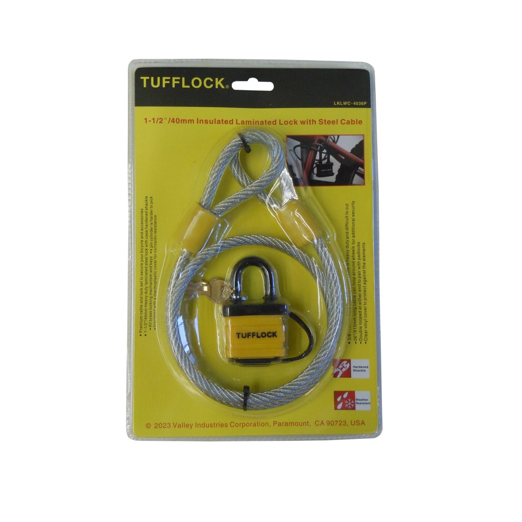 40 MM. INSULATED LAMINATED LOCK,  36" HD COILED CABLE