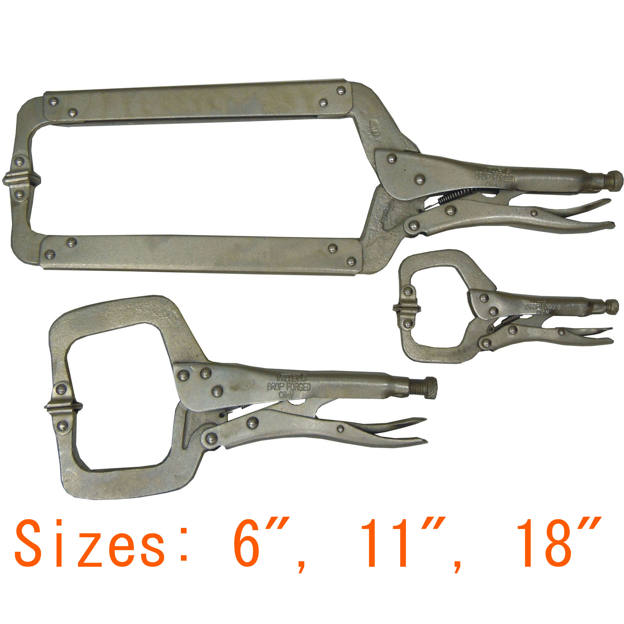 3 PC. LOCKING C-CLAMP WITH PADS (6",11",18"), CR-V - Image 3