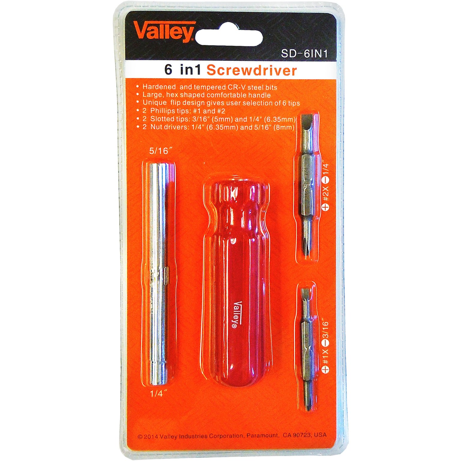 6-IN-1 SCREWDRIVER, FLIP, NEON HANDLE - Valley Industries Corporation