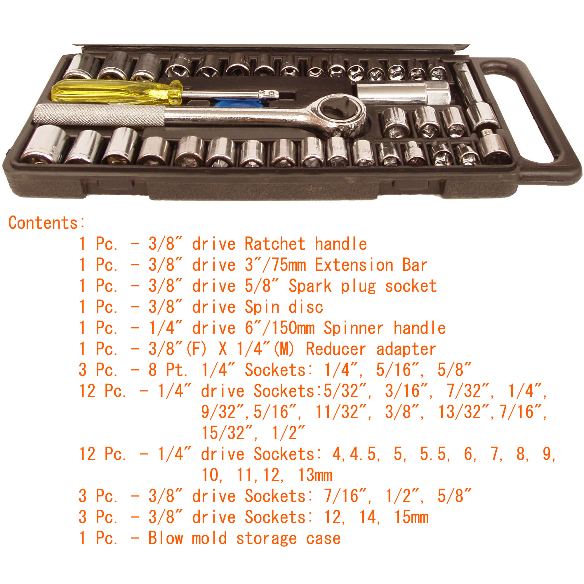 40 PC. SOCKET SET WITH SPARK PLUG SOCKET - Image 3