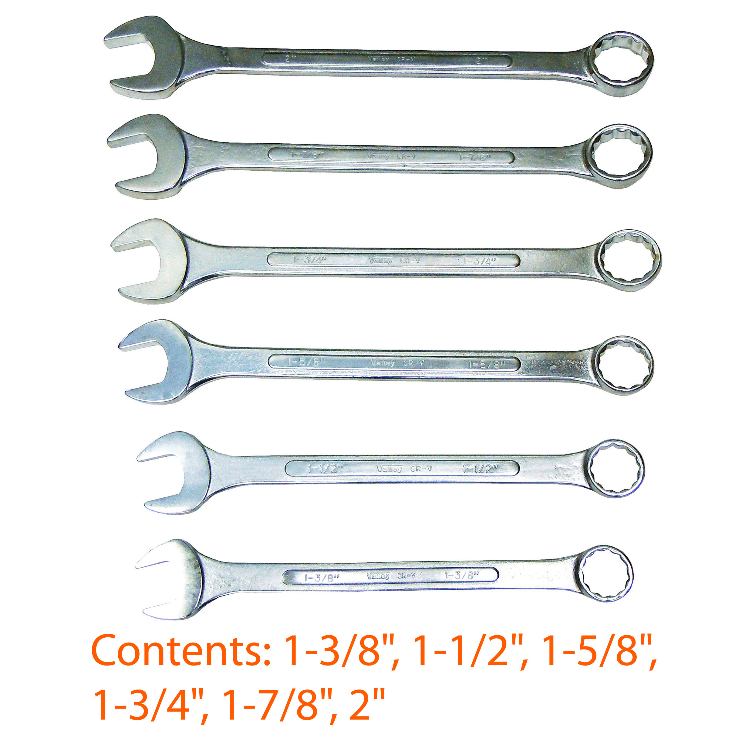 6 PC. JUMBO COMBINATION WRENCH SET, CR-V, RAISED PANEL, 1 3/8