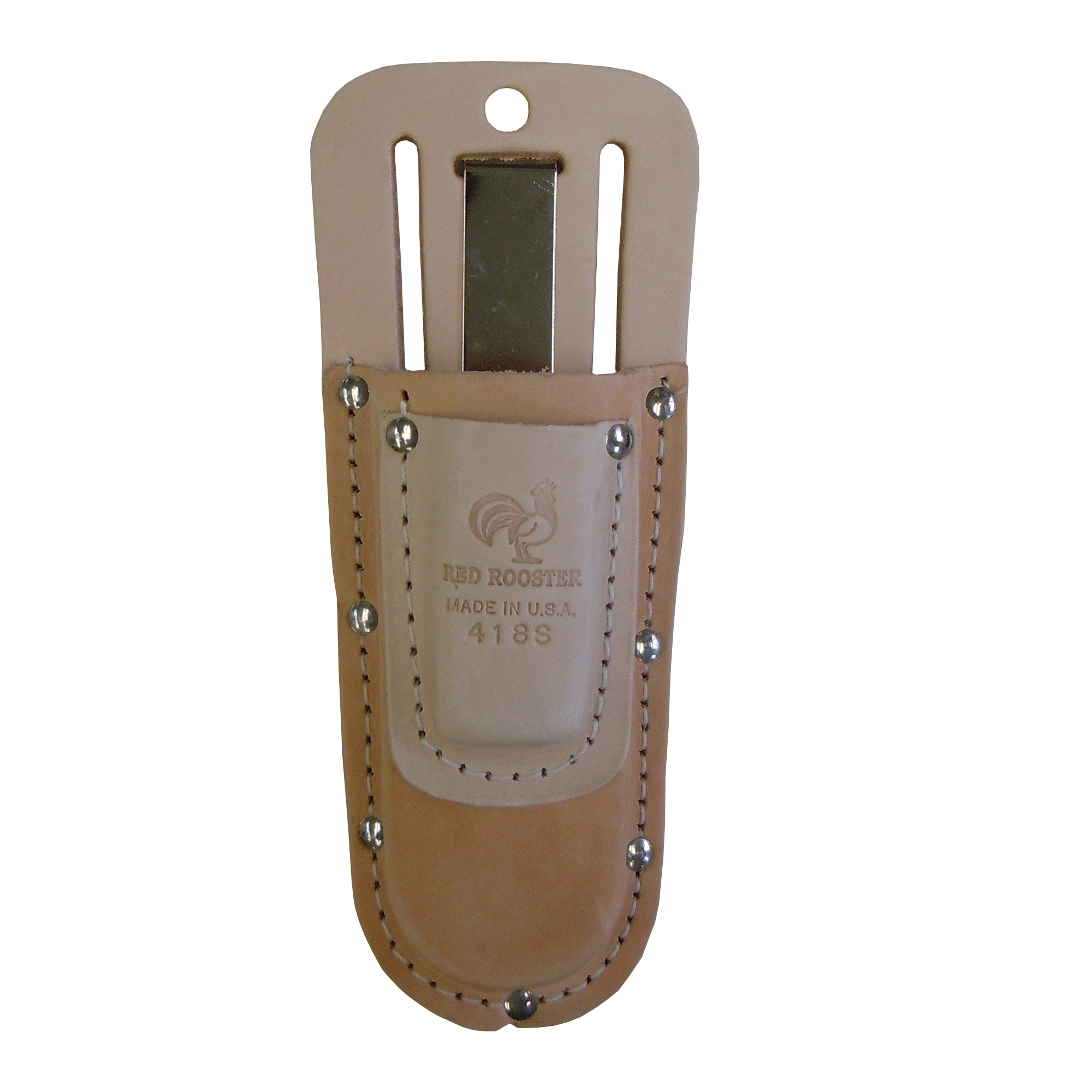 LEATHER HAND SHEAR POUCH WITH CLIP, SHARPENING STONE HOLDER