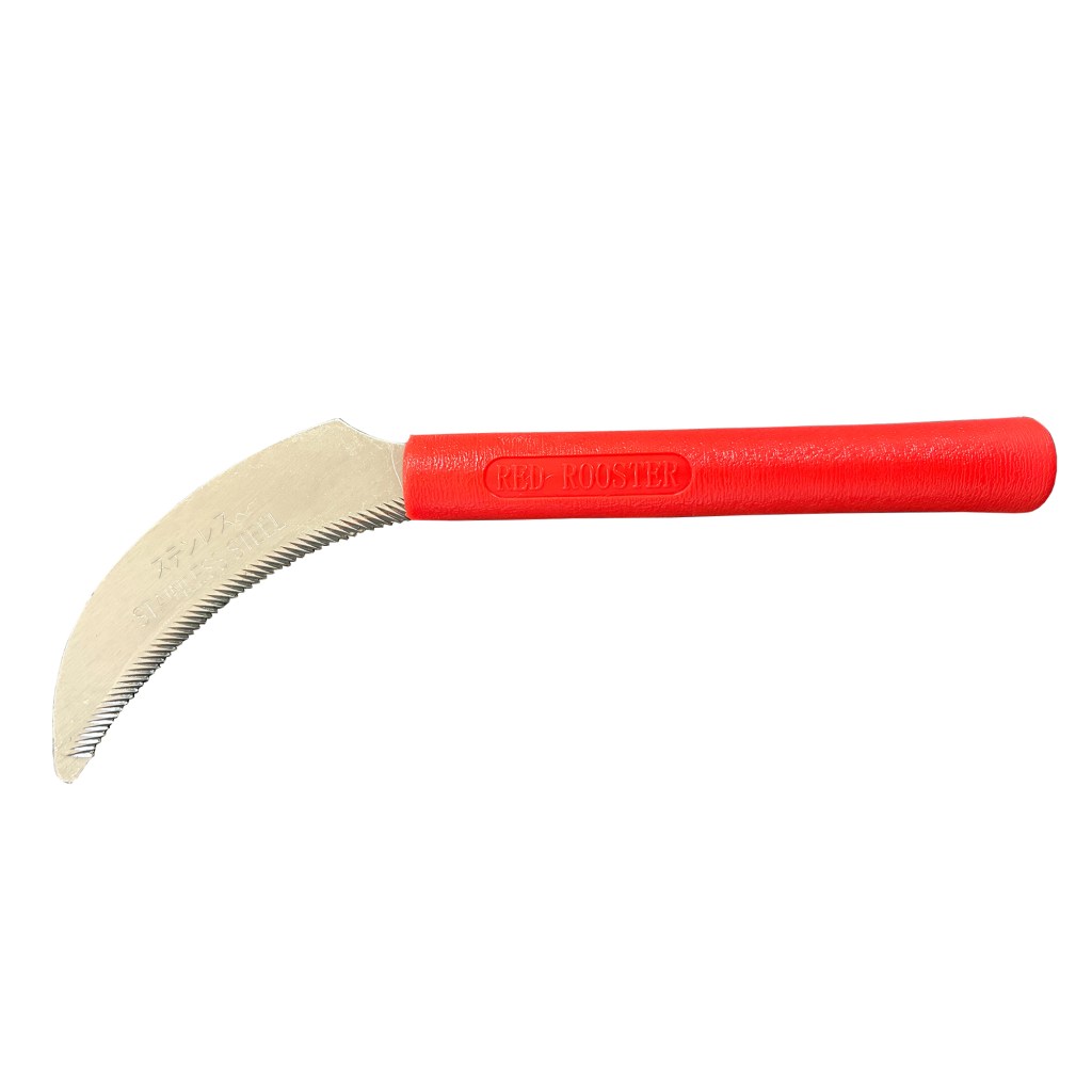 4.5" STAINLESS SICKLE, RED POLY HANDLE