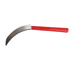 6.5" STAINLESS SICKLE, RED POLY HANDLE