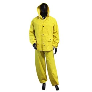 3PC RAIN SUIT, BIB PANTS, YELLOW - LARGE