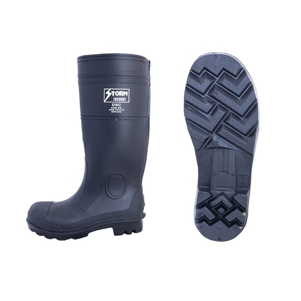 PVC BOOT-16″, BLACK, STEEL TOE- 9M, #86606